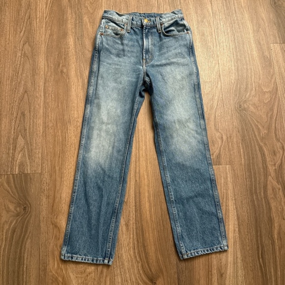B Sides Classic straight leg Blue Denim Jeans $445 MSRP